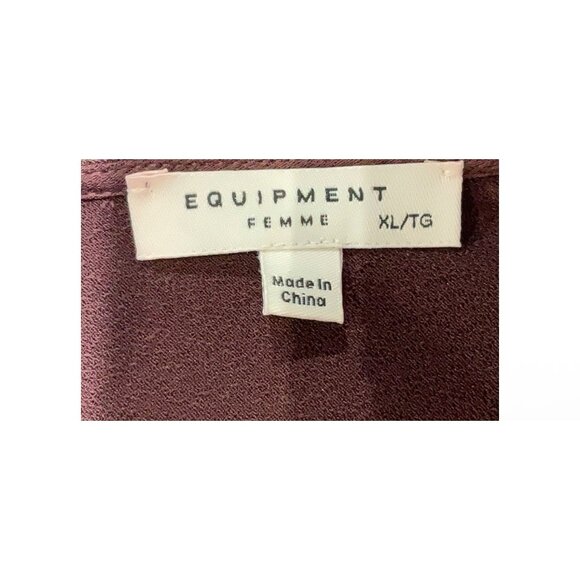 Equipment Femme Burgundy V Neck Lina Slip Dress Sz XL Flowy Avante Garde - Picture 5 of 6